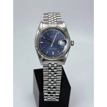 36mm • 1973 Rolex DateJust 1601 White Gold Bezel Blue Pie-Pan Dial Automatic